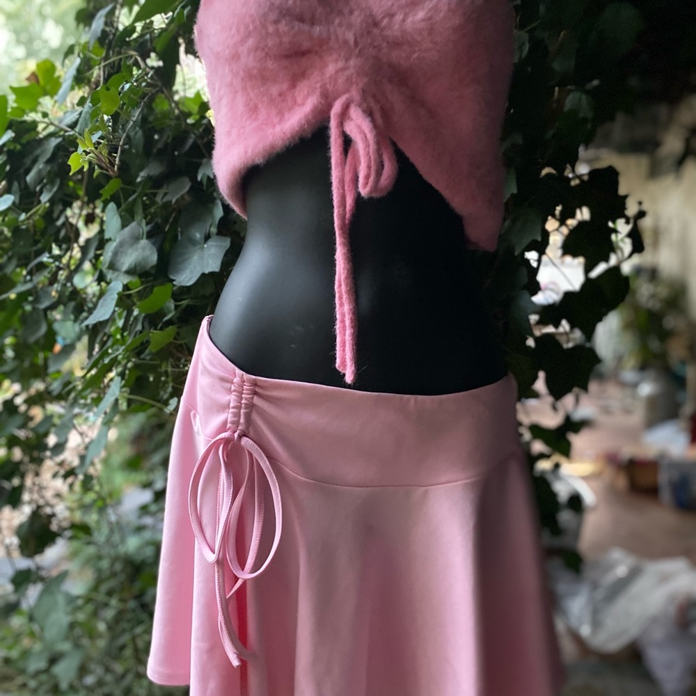 Pink Skater Skirt and Pink Fur Top Set